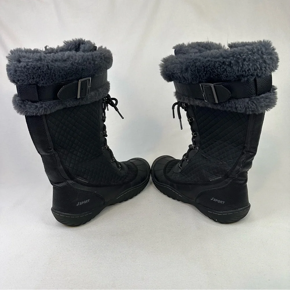 J Sport by Jambu Black Winter Boots with Faux Fur Trim 9